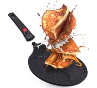 INTIGNIS Poêle à crêpes antiadhésive - Mini crêpière multi-trous avec poignée amovible, poêle à crêpes et crêpes de style américain 4 trous pour des crêpes individuelles parfaites (4 Smart)