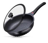 INTIGNIS Poêle profonde antiadhésive avec couvercle 24 cm 2,5 L induction | 3-en-1 : poêle, sauteuse et mini-wok ; fond inox, revêtement céramique GREBLON, induction, sans produits chimiques