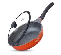 INTIGNIS Poêle profonde antiadhésive avec couvercle 28 cm 4,5 L induction | 3-en-1 : poêle, sauteuse et mini-wok ; fond inox, revêtement céramique GREBLON, induction, sans produits chimiques