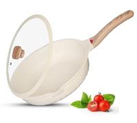 INTIGNIS Poêle profonde antiadhésive avec couvercle 28 cm 4,5 L induction | 3-en-1 : poêle, sauteuse et mini-wok ; fond inox, revêtement céramique GREBLON, induction, sans produits chimiques