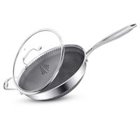 INTIGNIS Wok induction inox 28 cm 4,5 L, 3 plis, gravure laser et couvercle | Surface céramique antiadhésive sans PTFE ni PFOA, anti-rayures, ustensiles métalliques, lave-vaisselle, tous feux compatibles