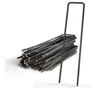 Intirilife 100 x piquets d'ancrage 150 x 25 x 2,7 mm en acier noir inoxydable - Fixation de voile de désherbage