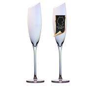 Intirilife 2x Flûte à champagne avec bord moderne et reflets arc-en-ciel - 150 ml de contenance - Flûte à champagne Prosecco Verre cristal résistant au lave-vaisselle antichoc