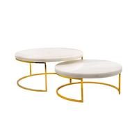 Intirilife 2x Plateau à gâteaux Présentoir à gâteaux avec or et marbre blanc - 17 x 8 cm - 20 x 12.5 cm - Plateau pour gâteaux Tarte ronde Plateau de service pour pâtisseries