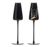 Intirilife 2x Verre à champagne au design moderne en Noir - Capacité de 220 ml - Verre pour champagne, Prosecco, lavable au lave-vaisselle, verre en cristal, résistant aux chocs