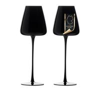 Intirilife 2x Verre à vin au design moderne en Noir - Capacité de 500 ml - Verre à vin rouge vin blanc, calice, lavable au lave-vaisselle, verre en cristal, résistant aux chocs