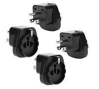 Intirilife 4X Adapteur de Prise en Noir - Set de 4 Pièces Type B à EU Schuko Adaptateur de Voyage pour Prise en Courant pour Amérique, Japon, Canada, Thaïlande - Convertisseur Appareil de Conversion