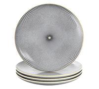 Intirilife 4x Assiettes en porcelaine en Sans Fin - Noir Blanc avec Diamètre 20.5 cm - Assiette pour petit-déjeuner, à dessert, de service pour salade de fruits Pâtes Dessert Plat principal et snacks