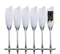 Intirilife 6x Flûte à Champagne avec bord moderne et reflets arc-en-ciel - 150 ml de contenance - Flûte à champagne Prosecco Verre cristal résistant au lave-vaisselle antichoc
