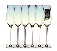 Intirilife 6xVerre à Champagne avec Reflets Arc-en-ciel et Forme Ondulée - 200 ml de Capacité - Verre à Prosecco et Mousseux Résistant aux Chocs et Lavable au Lave-vaisselle en Cristal