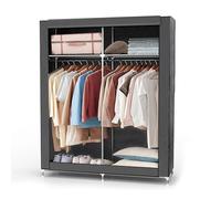 Intirilife Armoire de Rangement Pliable 108x45x170 cm en Gris Souris - Dressing Penderie Textile avec Fermeture à Glissière en Tissu Intissé - Placard Camping Garde-Robe