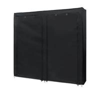 Intirilife Armoire pliante 120x30x110 cm en CORBEAU NOIR - Avec fermeture éclair Armoire en tissu Armoire à vêtements Étagère à chaussures avec 12 compartiments de rangement Camping Armoire enfichable
