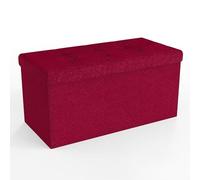Intirilife Banc Pliable 76x38x38 cm en Cerise Rouge - Cube de siège avec Couvercle et Espace de Rangement en Tissu avec Creux - Sitzcube Repose-Pieds Pliable boîte de Rangement Coffre Pouf