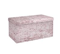 Intirilife Banc Pliable 76x38x38cm en Velours Rose - Cube de siège avec Espace de Rangement et Couvercle recouvert de Velours - Sitzcube Repose-Pieds Pliable Coffre de Rangement Tabouret