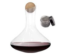 Intirilife Carafe en verre de 1.8 litres pour vin rouge avec billes de nettoyage - Capacité de décantation 750ml - Verre en cristal sans plomb Décanteur Soufflé à la bouche Aérateur de vin
