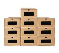 Intirilife Coffret de 10 boîtes à chaussures avec fenêtre, boîtes de rangement en carton marron - 23 x 35.5 x 13.5 cm - boîte à chaussures pour ranger et transporter des chaussures ou des accessoires