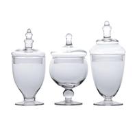 Intirilife Ensemble de 3 Bocaux à Friandises de Style Victorien - 25 x 11.5/22.5 x 10.1/21 x 12 cm - Vintage, Bonbons, Biscuits, Pot en Verre avec Couvercle, Décoration, Conservation, Récipient