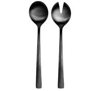 Intirilife Ensemble de couverts à salade Acier inoxydable 18/0 en noir -24.5 cm- Set de couverts 2 pièces, fourchette à salade, cuillère à servir, acier inoxydable poli, mat, lavable au lave-vaisselle
