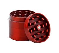 Intirilife Grinder en ROUGE MÉTALLIQUE - Broyeur de cuisine 4 pièces en métal pour hacher et broyer le tabac, thé, les épices, herbes, plantes, feuilles etc. - Avec filtre à pollen et grattoir