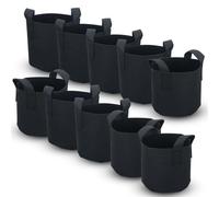Intirilife Lot De 10 Sacs De Plantation Non-Tissés De 38 Litres - 10 Gallons - 40 X 30 Cm - Avec Poignées De Transport - Pour Jardin, Serre, Etc. - Sac De Jardinière Noir