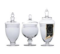 Intirilife Lot de 3 bocaux en verre avec couvercle style victorien vintage 600/640/680 ml, bonbonnière bocal à bonbons et biscuits pour candy bar, mariage, cuisine, déco