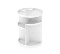 Intirilife Organiseur de maquillage rotatif à 360 degrés en blanc - 30 x 23 cm - Boîte de rangement pour bijoux, accessoires de maquillage et produits de soins de la peau