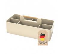 Intirilife Organizer Caddy avec poignée en beige - 32x15.5x8 cm, boîte de transport Panier de rangement avec 5 compartiments pour la salle de bain, la chambre d'enfant, le bricolage, les cosmétiques