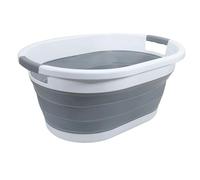 Intirilife Panier à linge pliable gris-blanc - 36 litres- Panier à linge pliable avec poignées- Laundry Baskets, Bac à linge, Foldable Pop Up Strage Container, Conteneur - gain de place