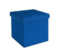Intirilife Pouf Pliable 30x30x30 cm en Bleu - Cube de siège avec Couvercle et Espace de Rangement en Tissu avec Creux - Sitzcube Repose-Pieds Pliable Boîte de Rangement Coffre Pouf