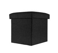 Intirilife Pouf Pliable 30x30x30 cm en Noir Diamant - Boîte de Rangement Décorative en Tissu Aspect Lin pour Gagner de l'espace - Tabouret Coffre Siège