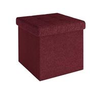 Intirilife Pouf Pliable 30x30x30 cm en Rouge Cerise - Siège en Cube avec Espace de Rangement et Housse en Tissu avec Creux - Siège en Cube Repose-Pieds Coffre de Rangement Pouf Coffre