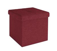 Intirilife Pouf Pliable 30x30x30 cm en Rouge Grenat - Siège en Cube avec Espace de Rangement et Housse en Tissu avec Creux - Siège en Cube Repose-Pieds Coffre de Rangement Pouf Coffre