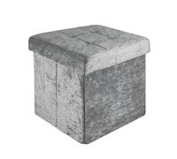 Intirilife Pouf Pliable 30x30x30 cm en Velours Gris - Cube de siège avec Couvercle et Espace de Rangement en Tissu avec Creux - Sitzcube Repose-Pieds Pliable Coffre de Rangement Coffre Pouf