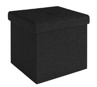 Intirilife Pouf Pliable 38x38x38cm en Noir Piano - Siège en Cube avec Espace de Rangement et Housse en Tissu avec Creux - Siège en Cube Repose-Pieds Coffre de Rangement Pouf Coffre