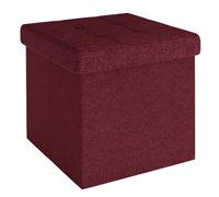 Intirilife Pouf Pliable 38x38x38cm en Rouge Cerise - Siège en Cube avec Espace de Rangement et Housse en Tissu avec Creux - Siège en Cube Repose-Pieds Coffre de Rangement Pouf Coffre