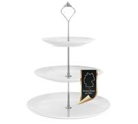 Intirilife Présentoir à gâteaux en Porcelaine 3 étages - Support de Service Etagere pour Gâteaux, Muffins, Fruits et Bien Plus Encore
