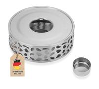 Intirilife Réchaud Orné en Argent - Chauffe Théière en Acier Inoxydable pour Théières Résistantes à la Chaleur - pour Le Café, Le Thé, Les Aliments utilisable avec Bougie à Chauffe-Plat et Chandelle