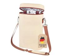 Intirilife Sac Isotherme pour 2 Bouteilles - Refroidisseur de Boissons Sac à vin Champagne Eau Jus de Fruits - Sac de Transport isolé avec bandoulière & poignée - Sac Pique-Nique extérieur Beige-Brun