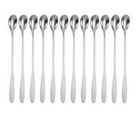 Intirilife Set de 12 cuillères longues en acier inoxydable - Longueur 18.9 cm - Pour latte macchiato, cocktails, desserts et plus encore
