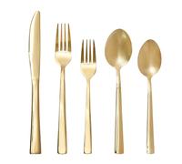 Intirilife Set de 20 couverts en acier inoxydable doré - 4 fourchettes à gâteau couteaux cuillères à dessert - Couverts pour 4 personnes Carré Lave-vaisselle Couverts de table