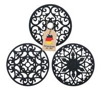 Intirilife Set de 3 Dessous de Plat en Silicone Noir -19.5 cm- Dessous de Plat (3pcs) Soutien Flexible Anti-adhésif en Silicone, Antidérapant Tapis résistant à la Chaleur, Résistant au Lave-Vaisselle
