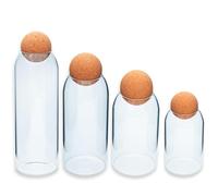 Intirilife Set de récipients de Conservation en Verre avec Boule en liège Set de 4 pièces - 1.2 L/930 ml/670 ml/400 ML de contenance - Récipients de Stockage pour Aliments Bonbons Épices Café Sucre