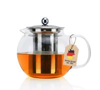 Intirilife Théière avec Filtre en Clair - 650ml Tisanière en Verre Borosilicaté avec Poignée Résistante à la Chaleur - Approprié pour Les Boissons Chaudes et Froides