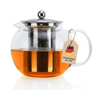 Intirilife Théière avec Filtre en Clair - 800ml Tisanière en Verre Borosilicaté avec Poignée Résistante à la Chaleur - Approprié pour Les Boissons Chaudes et Froides comme Le Thé, Le Café