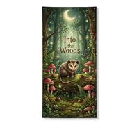 Into the Woods Bannière décorative pour porte, motif d'animaux de la forêt, décoration extérieure saisonnière d'automne, fournitures de festival sur le thème de la nature, 91,4 x 183 cm