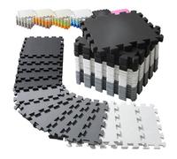 INTOMENG Tapis de Puzzles pour Mousse Tapis de Jeu Interactif pour Enfants Tapis de Protection Eva pour Chambre d'enfants et Nurserie (Noir Gris Blanc, 114x142 cm | 20 | 1.62 M²)