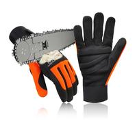 Intra-FIT Gants de protection pour tronçonneuse EN ISO 11393-4 CLASS 1 en cuir synthétique avec protection pour main gauche, gants de protection anti-coupure pour tronçonneuse