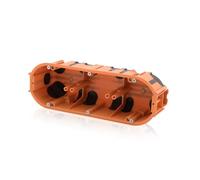 Intratec Boîtier encastrable 3 prises 217 × 73 mm, Ø 68 mm, 60 mm de profondeur, en PP/TPE, étanche au vent et sans halogène, boîtier électrique IP30, orange/noir