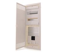 Intratec boîtier multimédia et tableau de distribution combiné encastré, IP30, 842 x 346 x 92 mm, 2 rangées, 24+4 modules, porte en acier blanc RAL 9003, répartiteur de communication