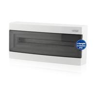 Intratec Coffret de Distribution en Saillie 1 Rangée - IP40 Boîtier pour 24 Modules avec Porte Transparente pour une Installation Facile à Domicile et en Entreprise - 503 x 236 x 112 mm